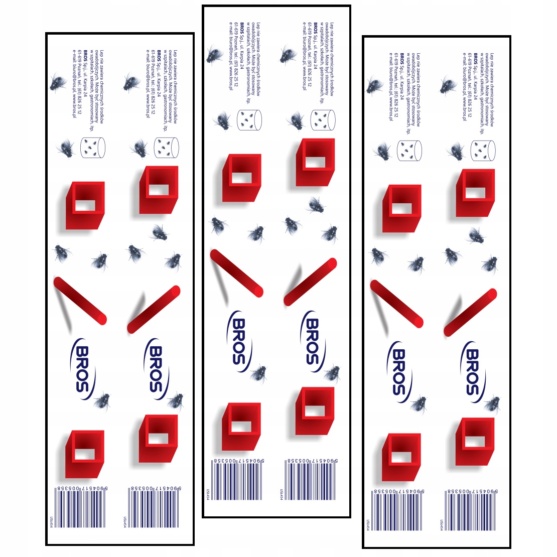 3X LEP NA MUCHY PRZECIWKO OWADOM LATAJĄCYM PŁASKI MOCNY KLEJ BROS