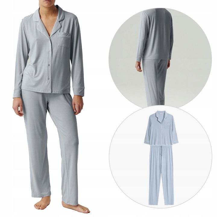 Dámské Pyžamo S Dlouhým Rukávem Rozepínací Modal Atlantic NLP495/MODRÁ/XXL