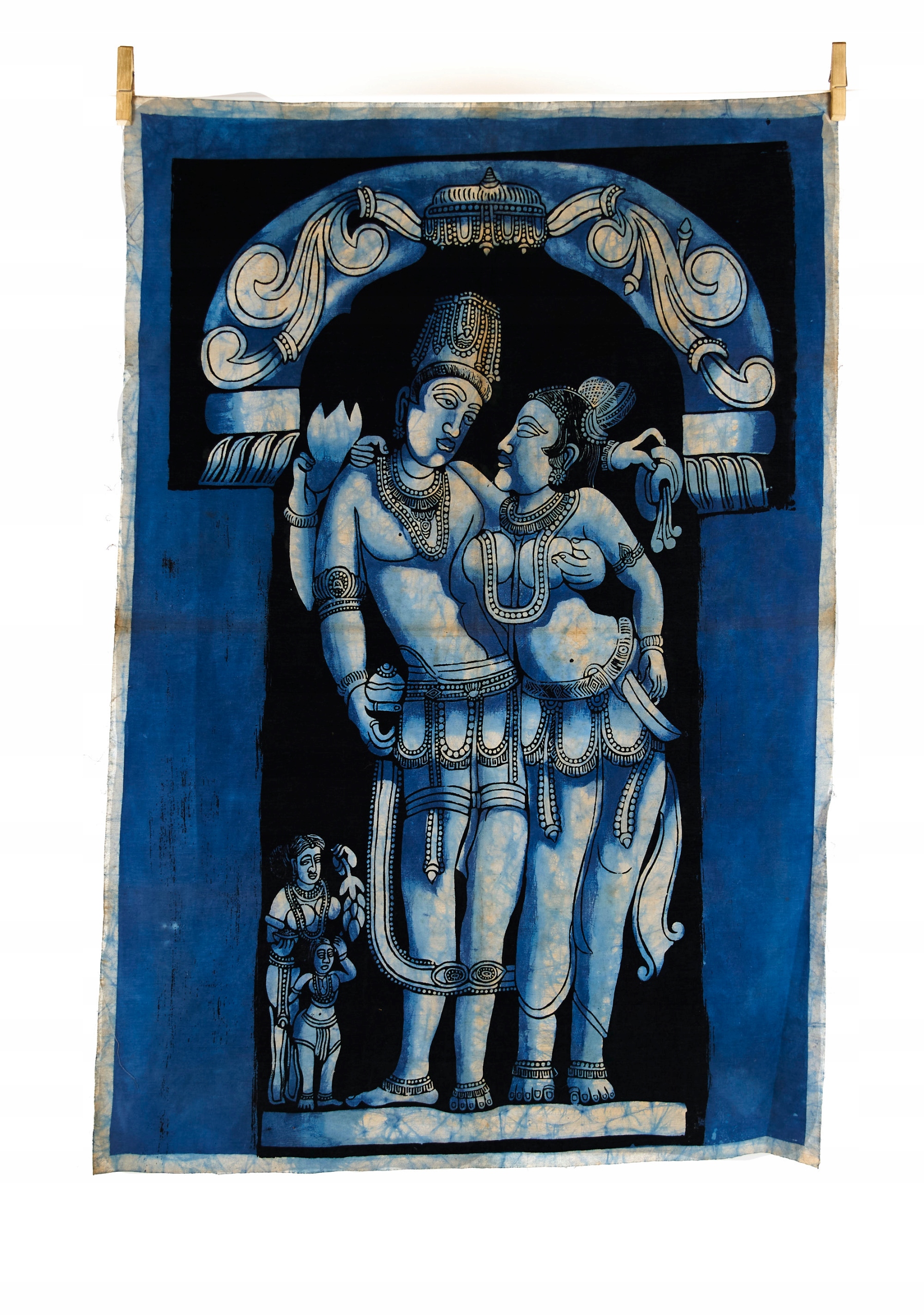 Unikat Obraz na vosku Batik Višnu a Lakšmí