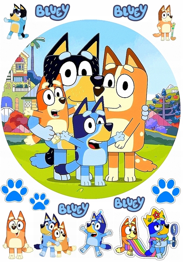 OPŁATEK NA TORT BLUEY PIES PIESKI+POSTACIE+TEKST