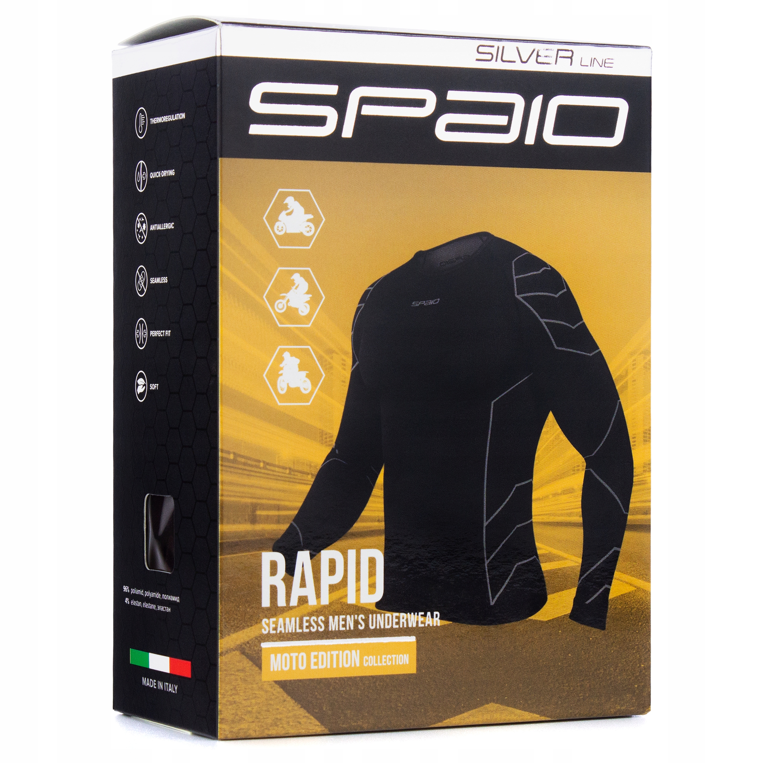 Koszulka termoaktywna długi rękaw SPAIO Rapid motocykl czarna czerwona XL Model Rapid