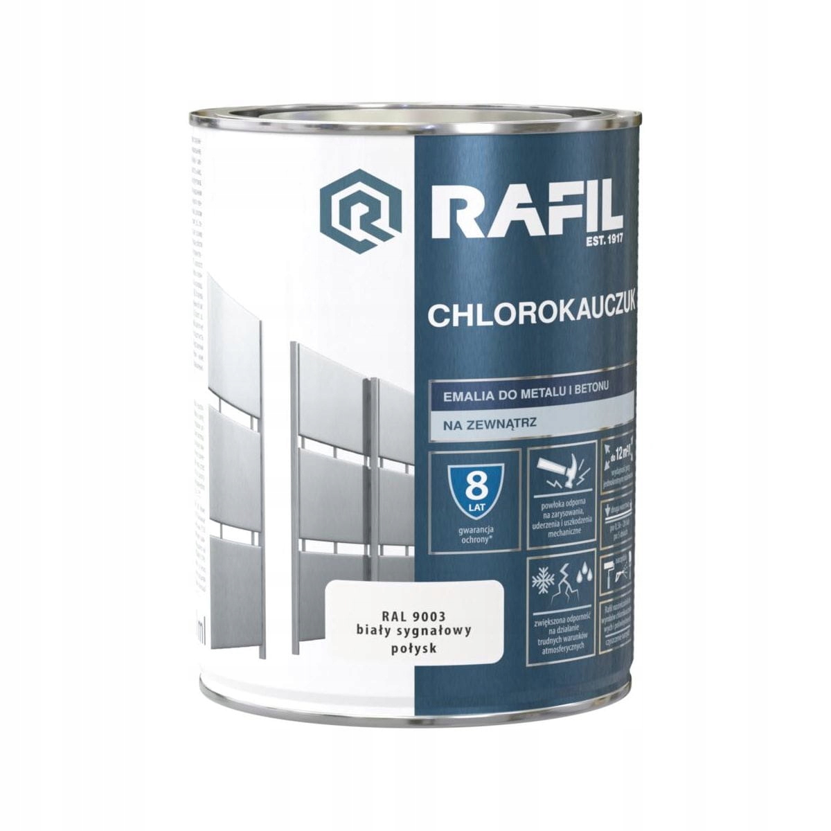 Rafil chlorokauczuk RAL9003 Biały Sygnałowy 0,9L