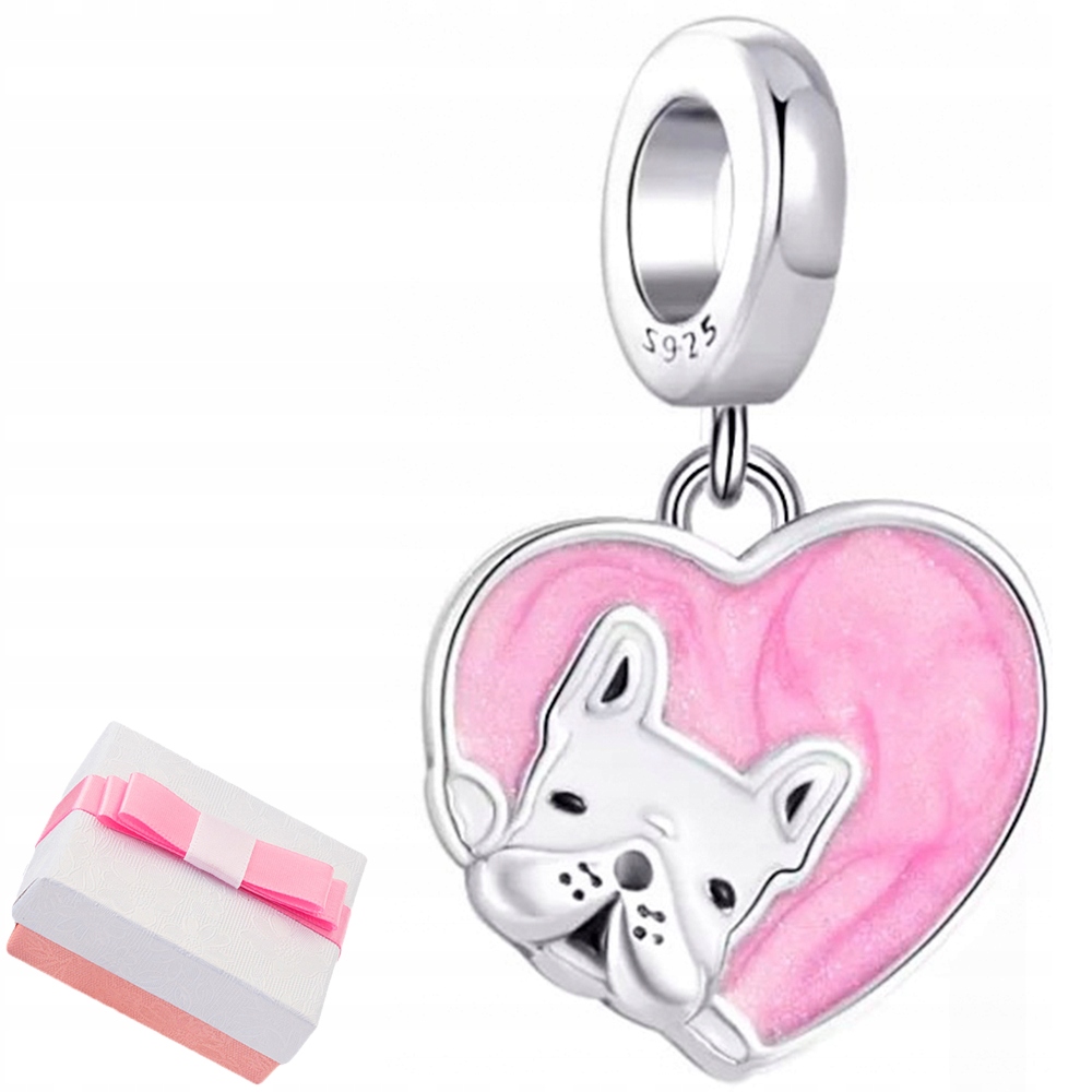

Charms Serce Zawieszka Srebrna 925 Piesek Koralik