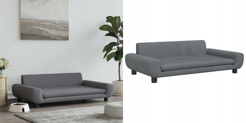 Levně Tmavě šedé Pelíšek pro psa, sametové, 100 x 54 x 33 cm