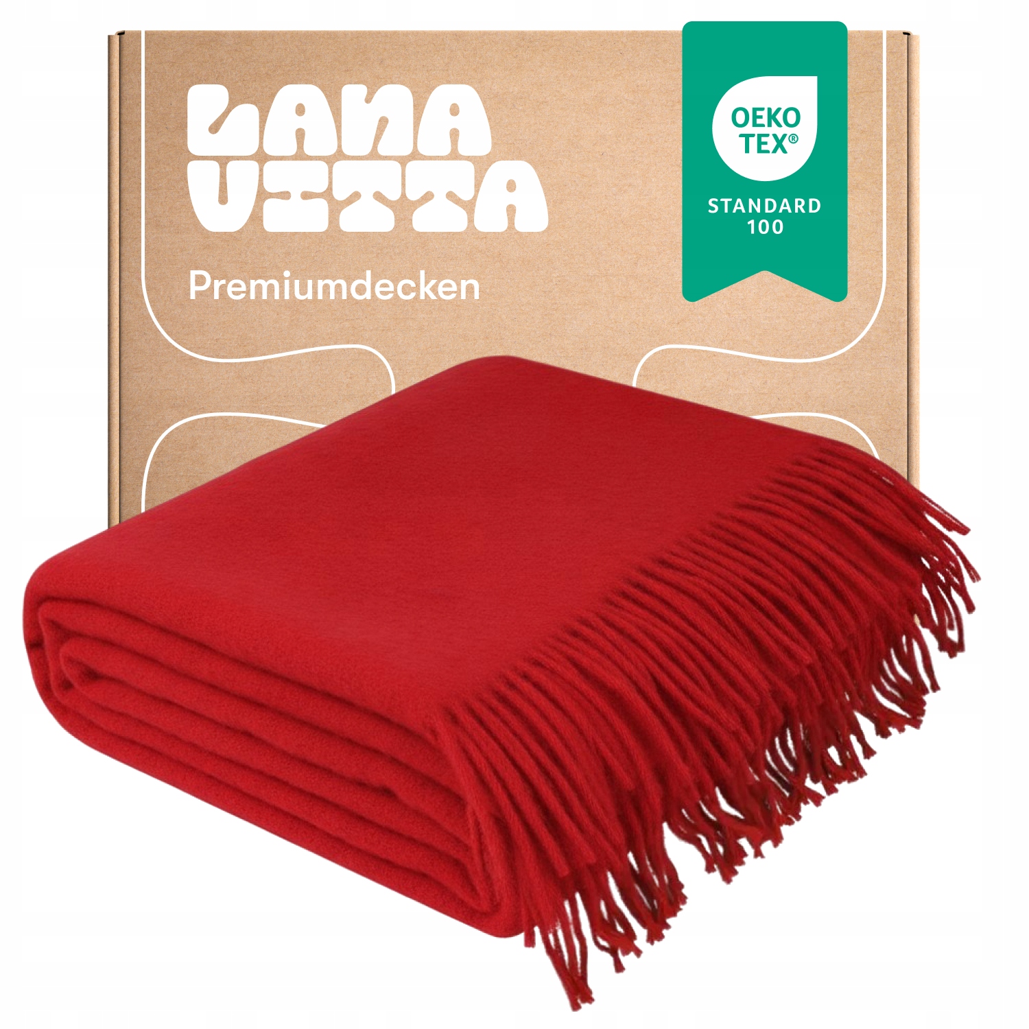Vlněná deka teplá "Runo" 100% Novozélandská vlna červená 140×200 cm