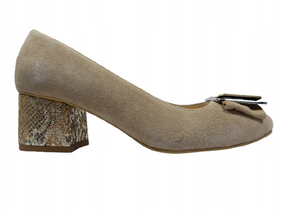 Béžové kožené polobotky na podpatku dámské lodičky Luca.C. 37