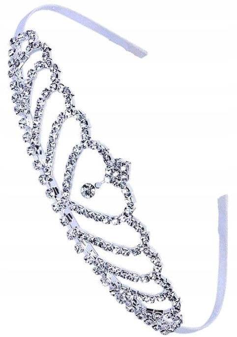 

Diadem Korona Tiara Ozdoba doWłosów Ślubna Srebrna