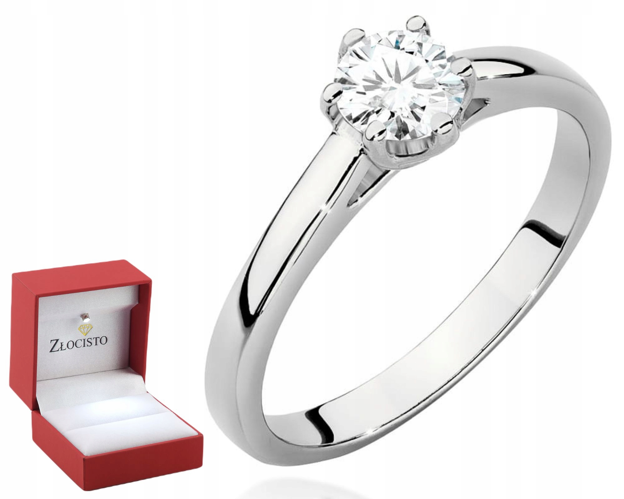 Bílý Zlatý Prstýnek S Briliantem Gravírování 585 Bonus Dárek