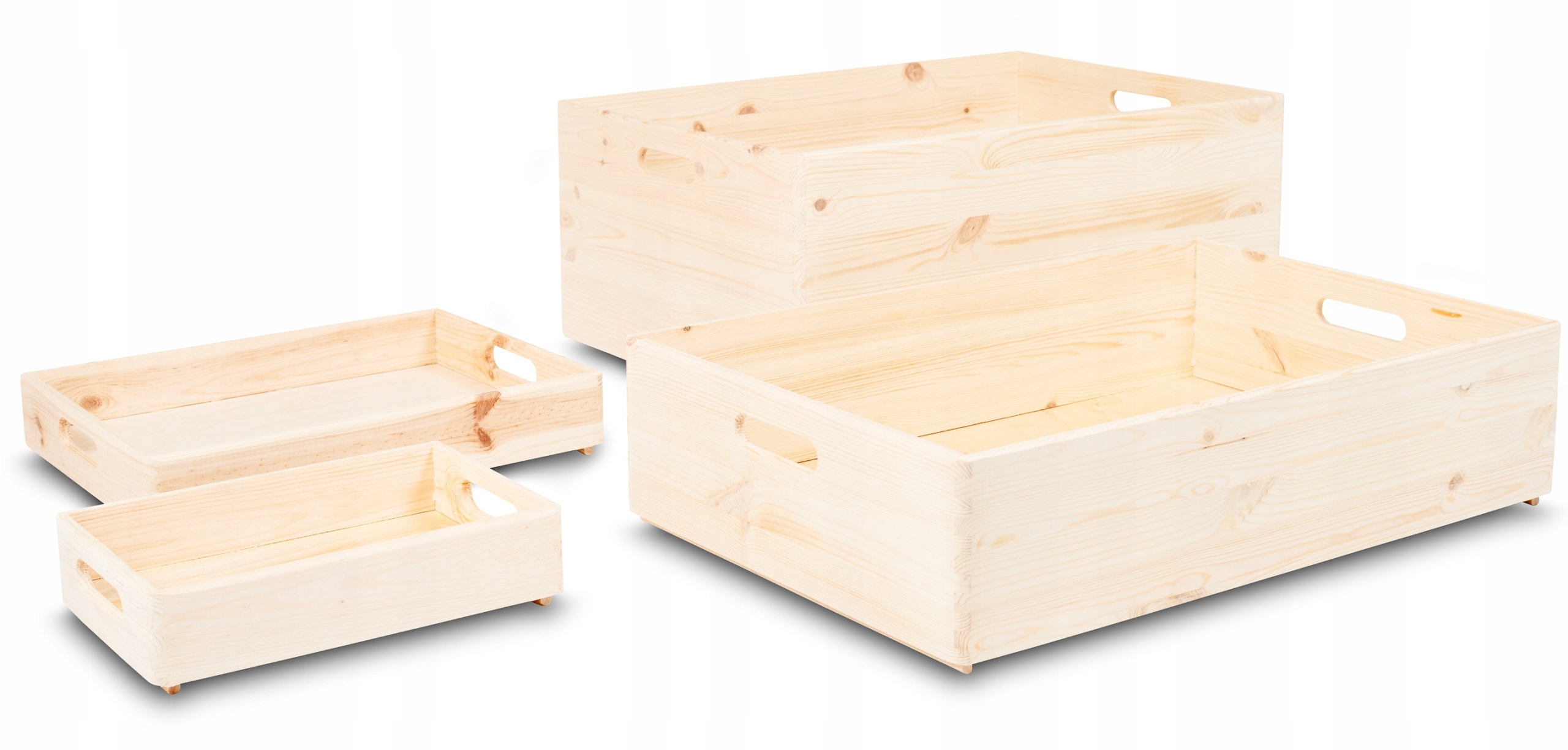 Skrzynka drewniana DEKORACYJNA 30x20x7 naturalna z uchwytami pudełko tacka Kolor inny