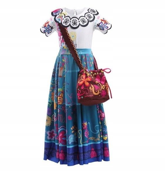 SUKIENKA STRÓJ PRZEBRANIE ENCANTO MIRABEL MADRIGAL BAL KARNAWAŁ 128 134 CM Kolor niebieski