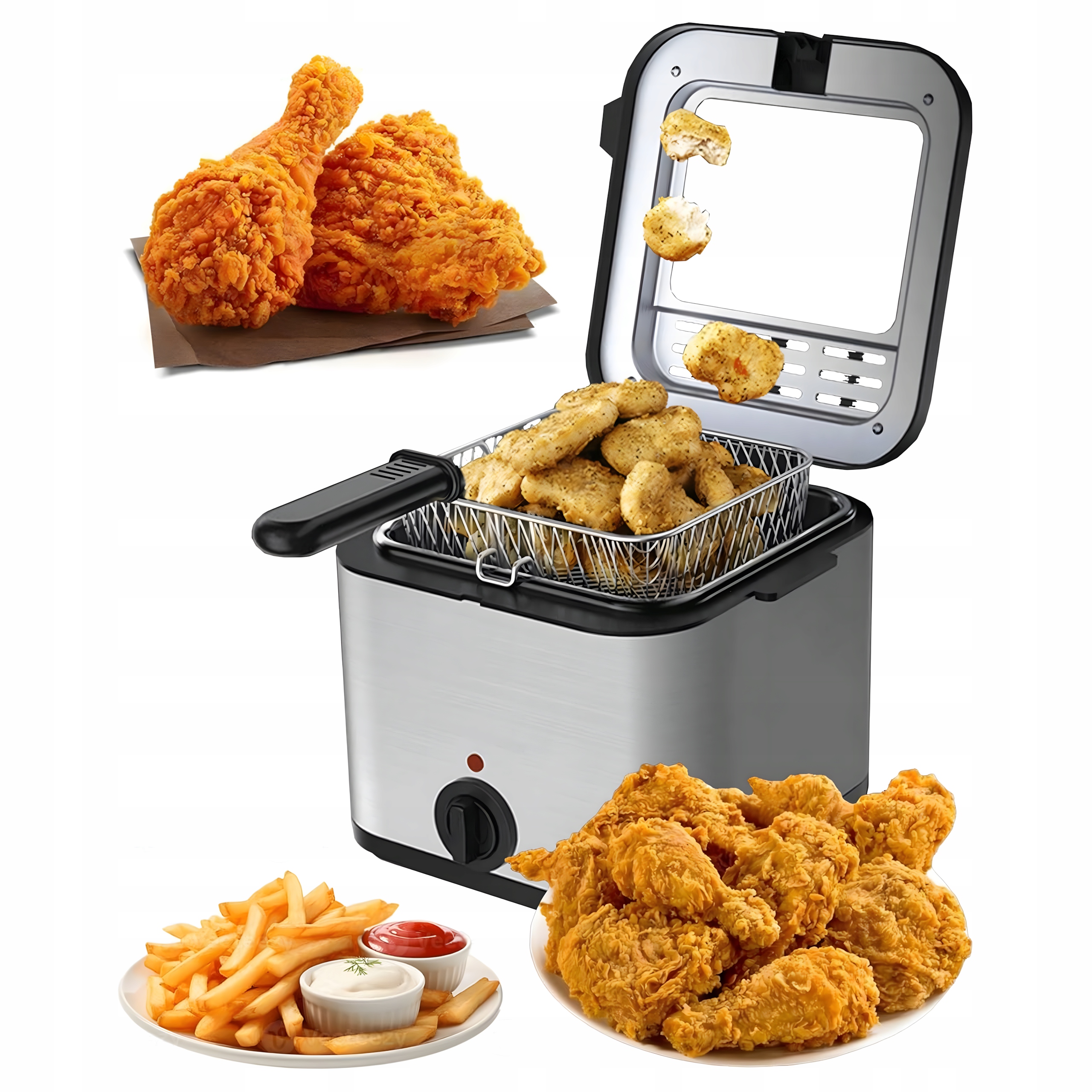 Frytkownica Tradycyjna Deep fryer Olejowa 2,5L do Frytek Ryb 1265 1000W