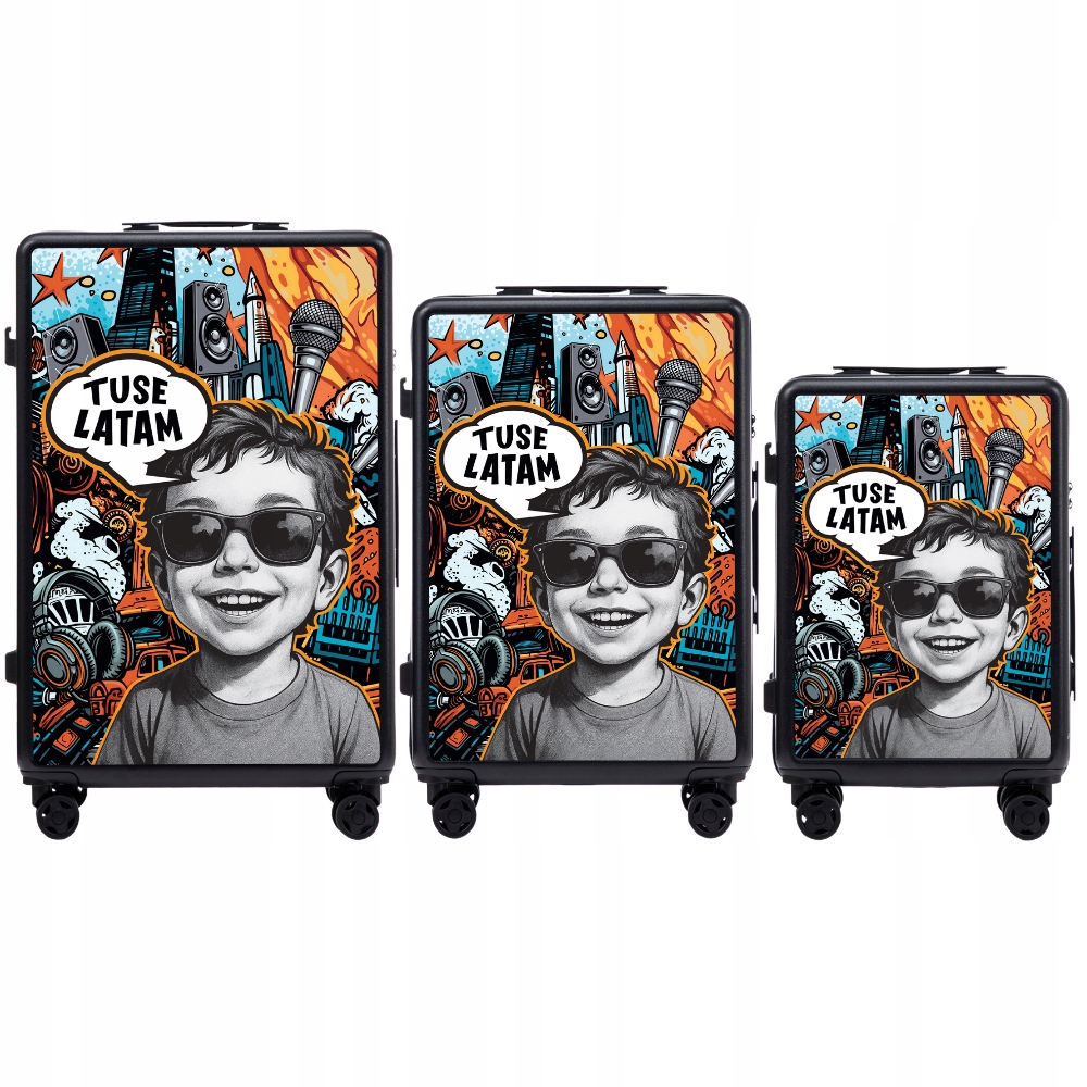 Sada 3 kufrů Wings Abs+ 28" Customized by Tuse Black Boy