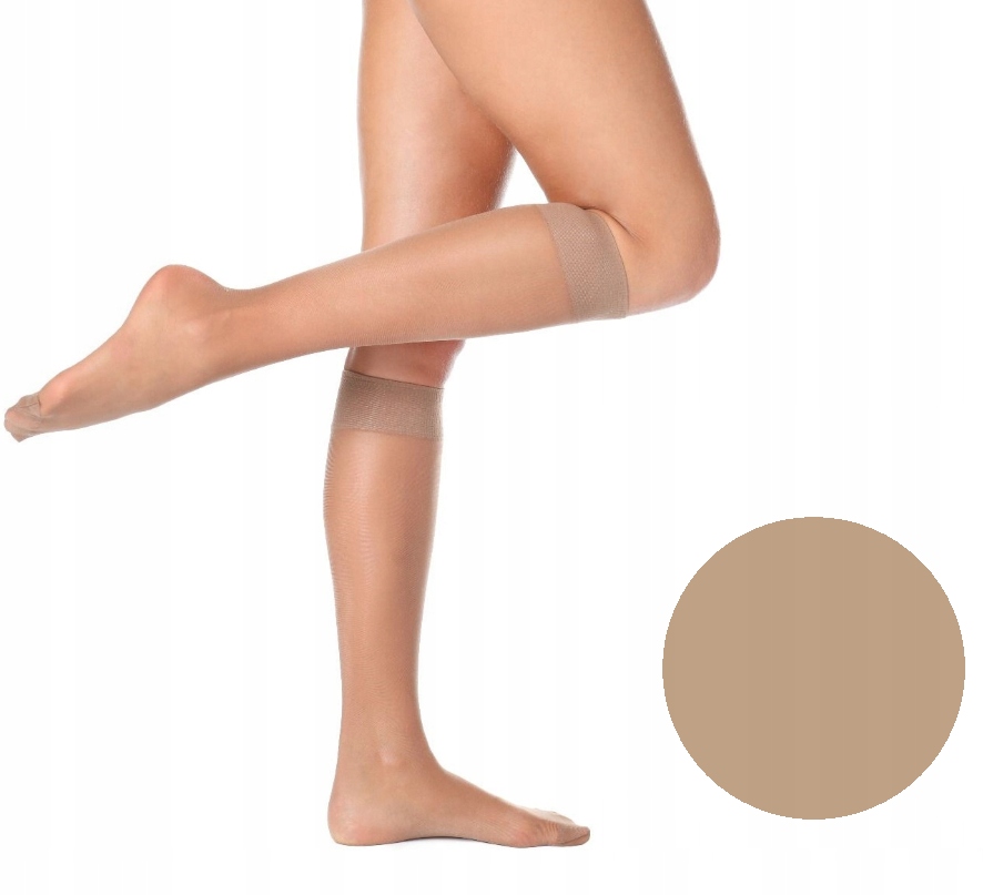 

Podkolanówki Lycra 2 pary Bezuciskowe Beż Polskie