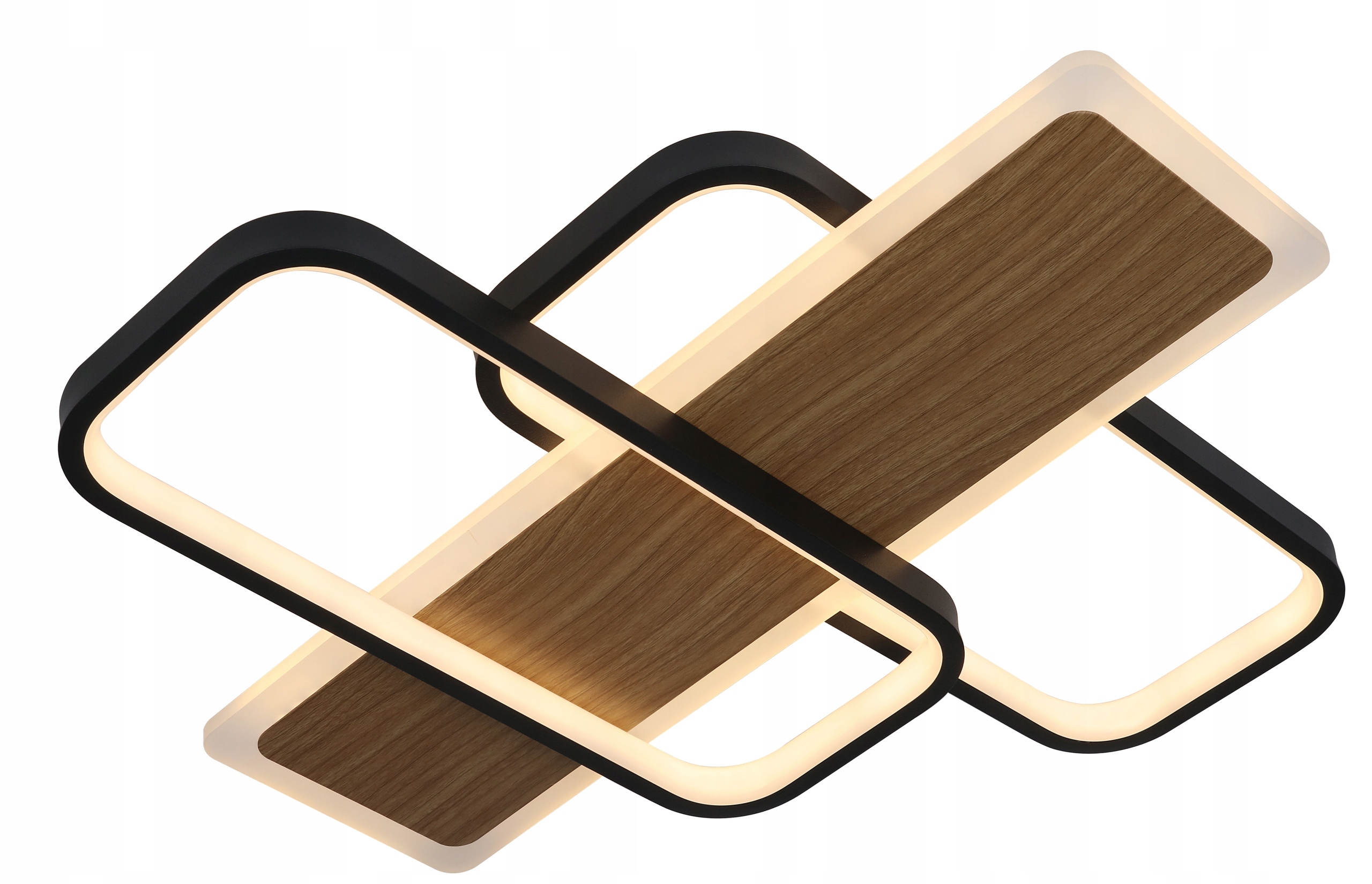 Lampa Led Kwadrat Sufitowa Plafon Led żyrandol Oprawa Pilot Drewno