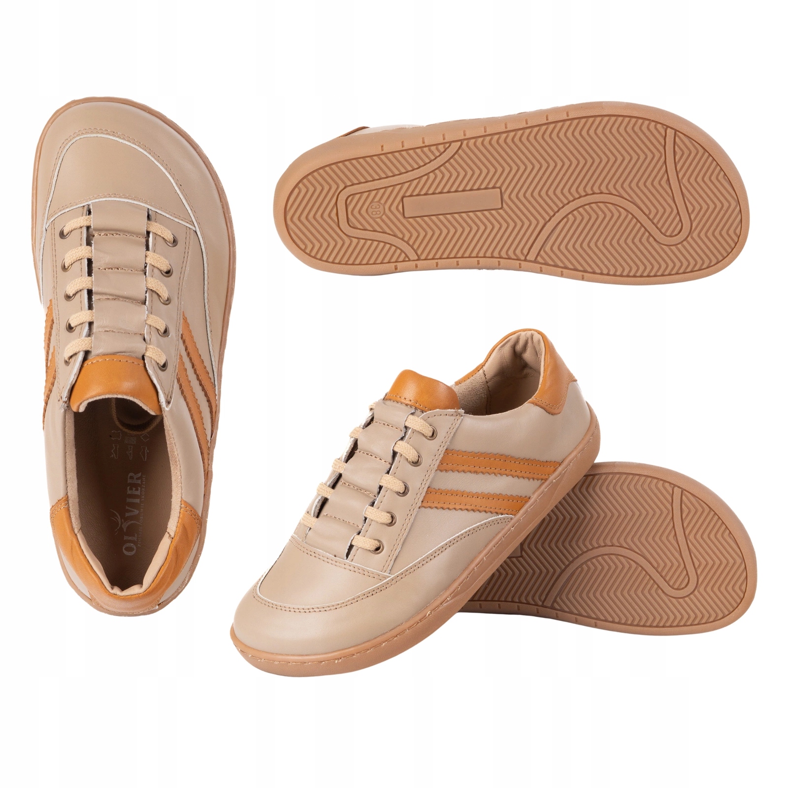 Dámské barefoot tenisky Kaia anatomické kožené boty cappuccino 40