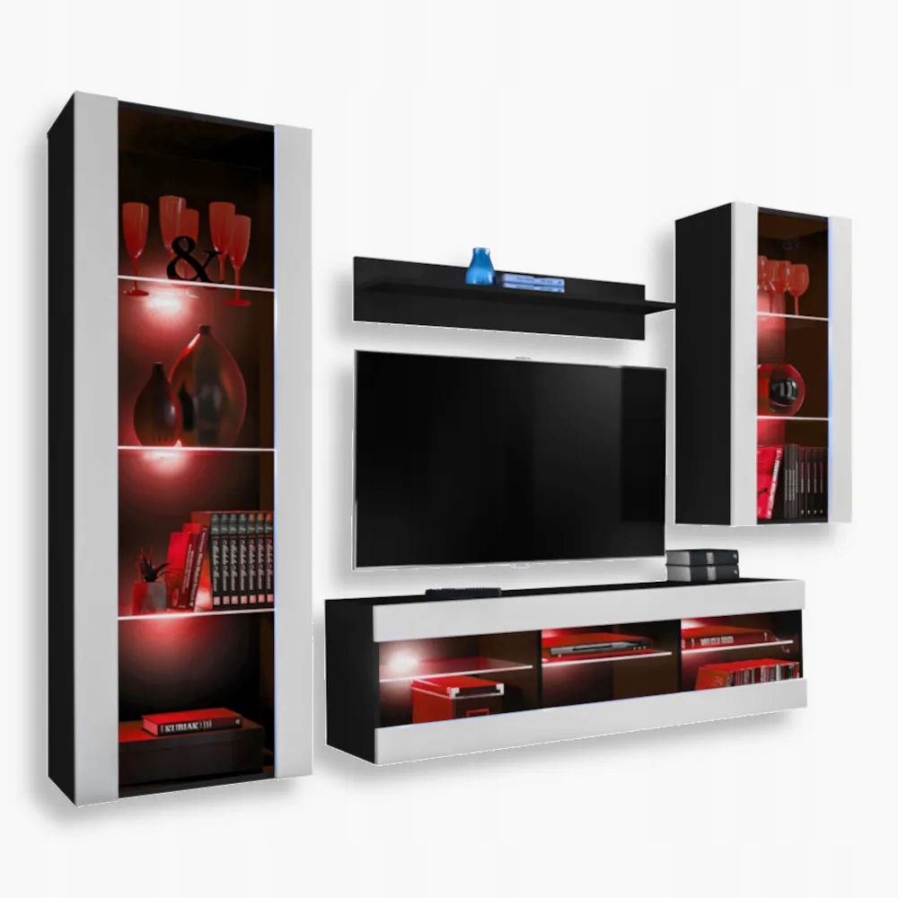 komodee Tivoli Medio Rtv súprava do obývačky čierna-biela Rgb Led