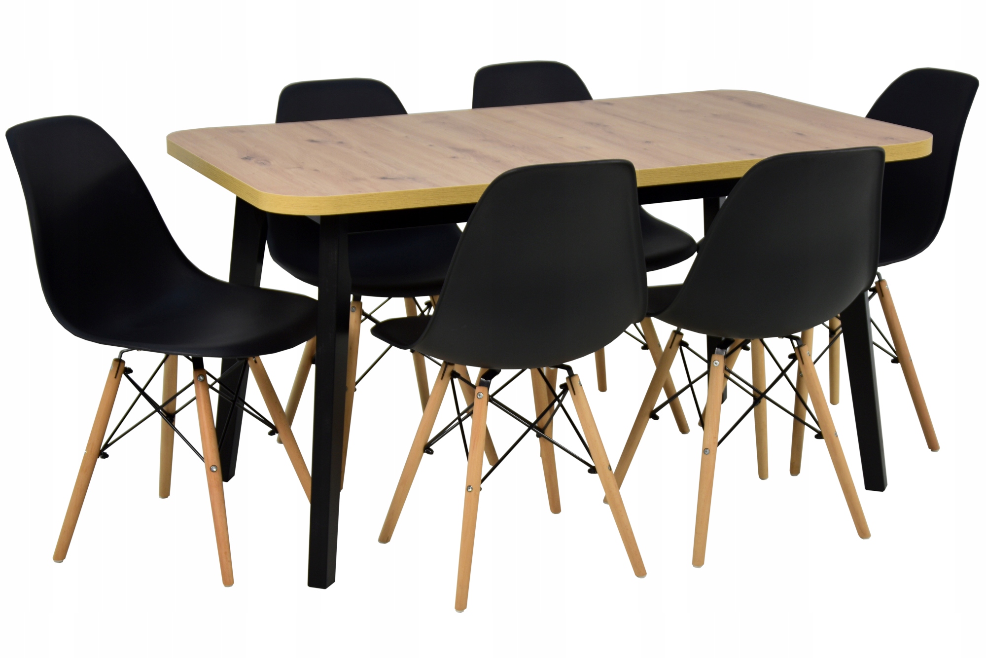 Stół 80x140/180 cm BLAT DĄB ARTISAN +6 krzeseł