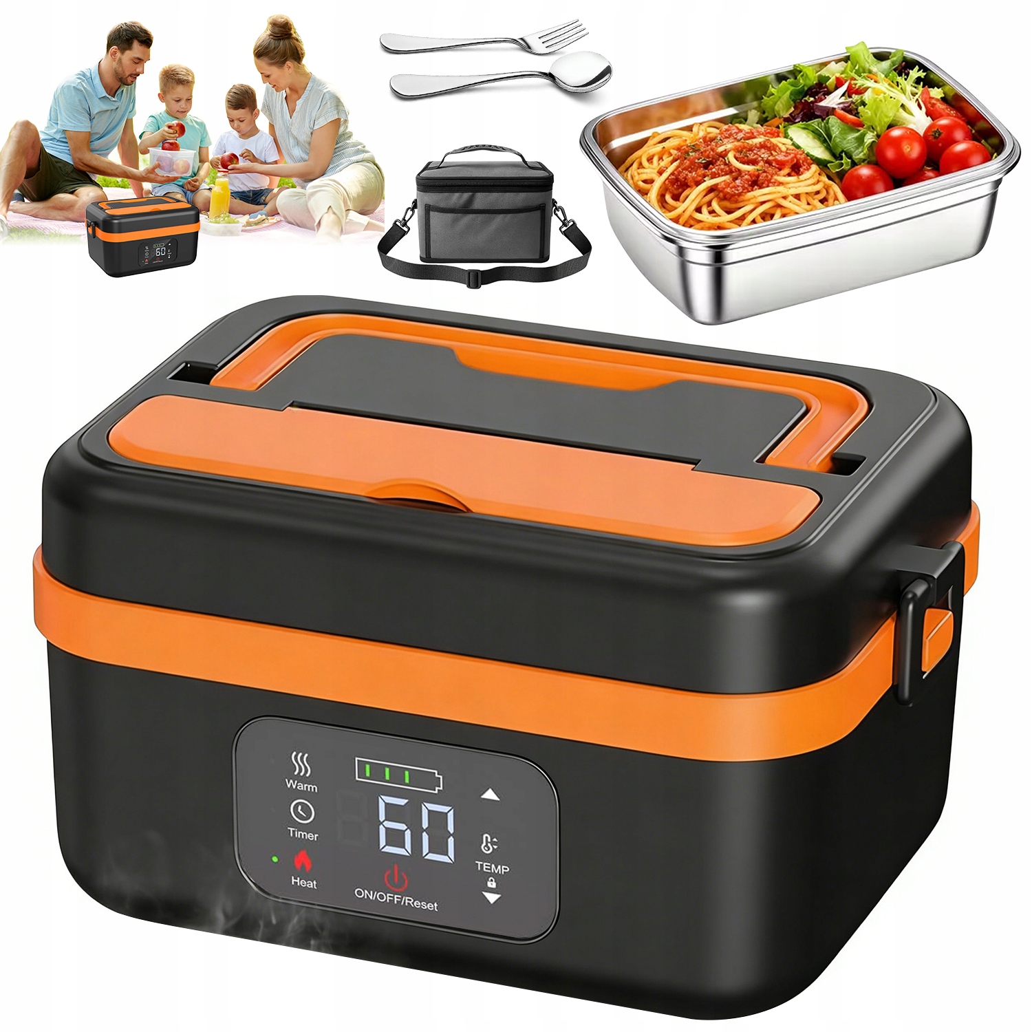 Elektrický Obědový Box 1000 ML Vyhřívání Pro Kancelář 60 W Baterie 16000 Mah