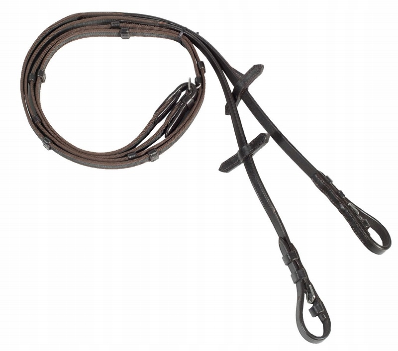 Wodze gumowane z klockami Horze k. brown r. Full.