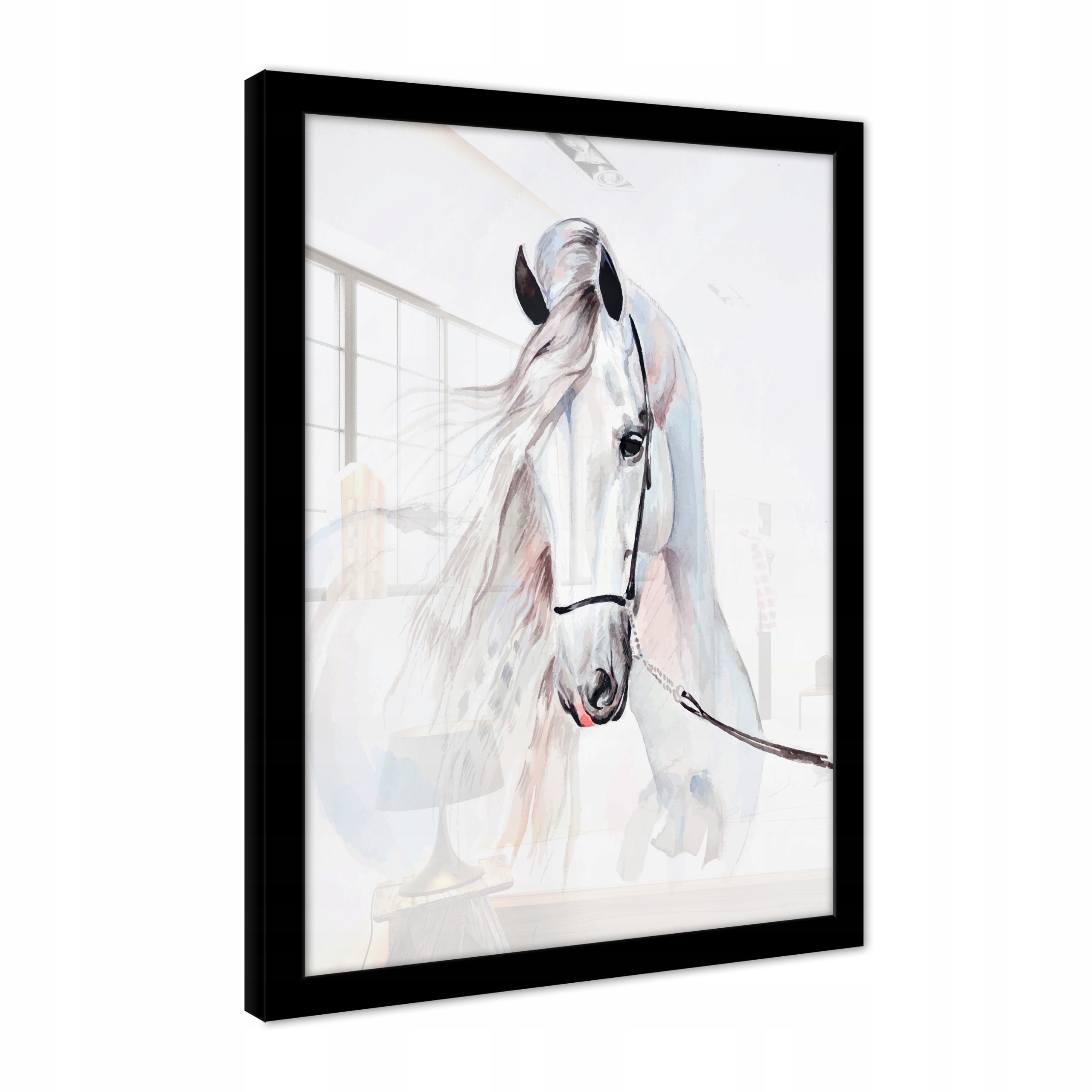 Obraz Na Zeď V Rámu Plakát Do Ložnice Obývacího Pokoje Kůň Bílý Příroda 100x70