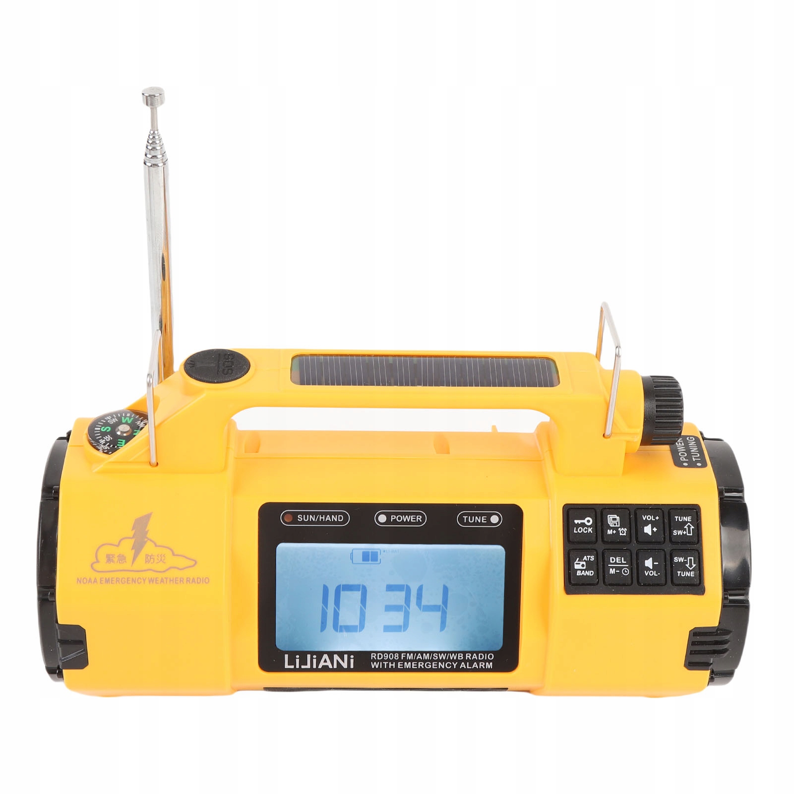 Přenosné solární rádio Alarmová svítilna 5000 mAh Korbička Dynamo Sos