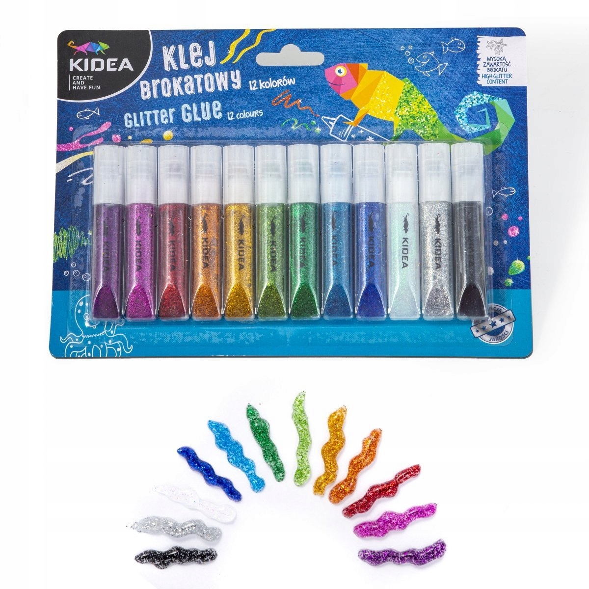 KLEJ BROKATOWY BROKAT 12 KOLORÓW 6 ml KIDEA Kod producenta KB12KA