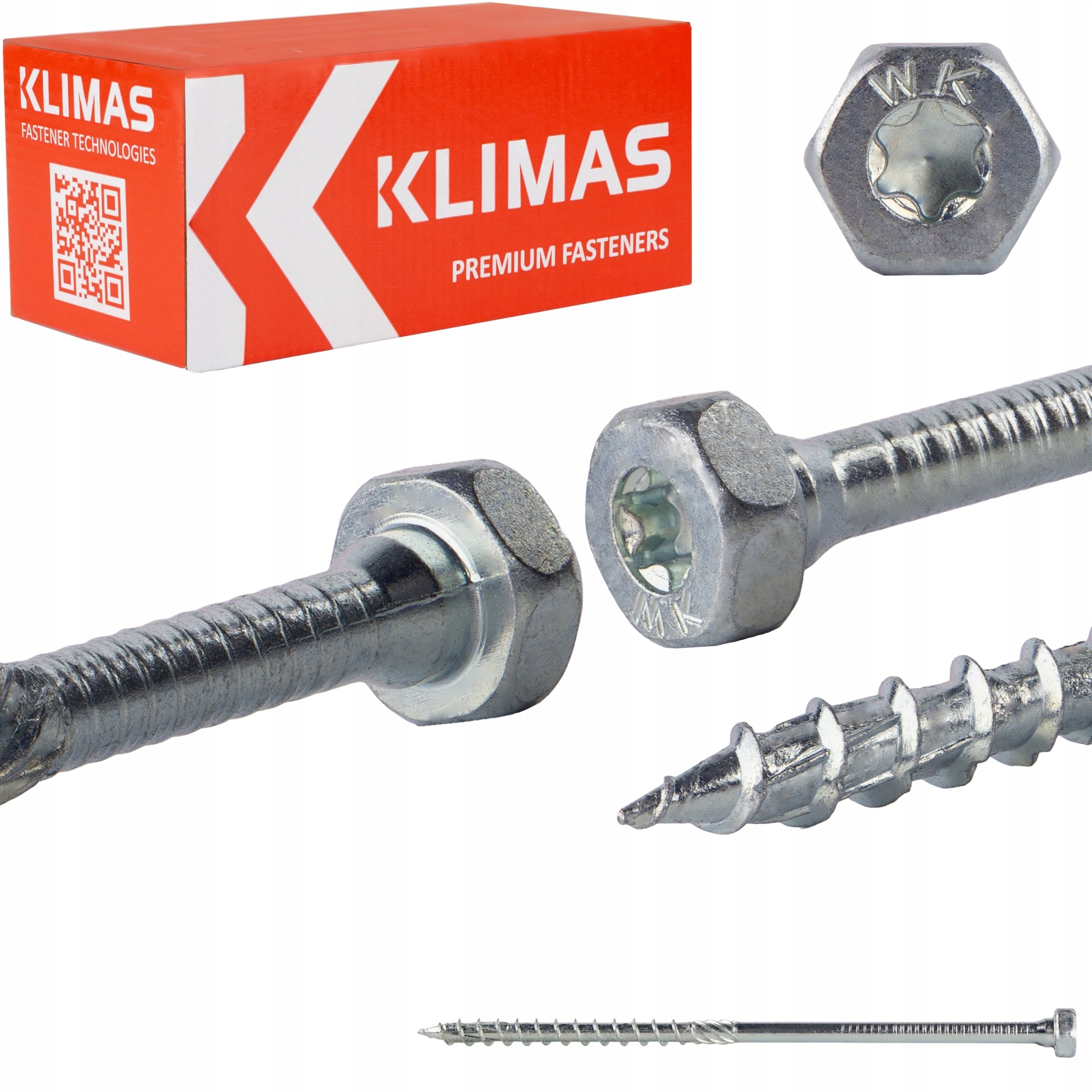 Tesařské vruty pro spojovací prvky 8x180 mm 50 ks Torx na klíč Klimas Wkch