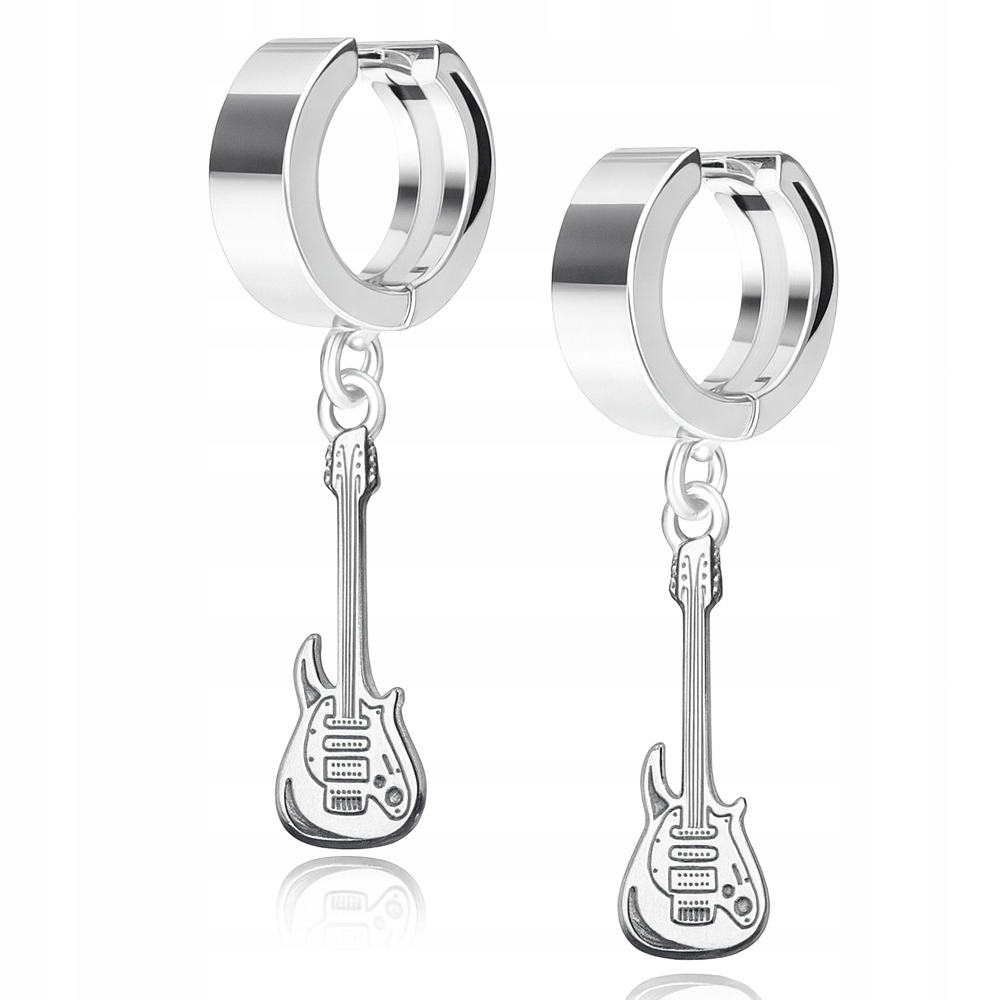 Stříbrné náušnice Elektrická kytara Bigle pouta Stříbro ryzost 925