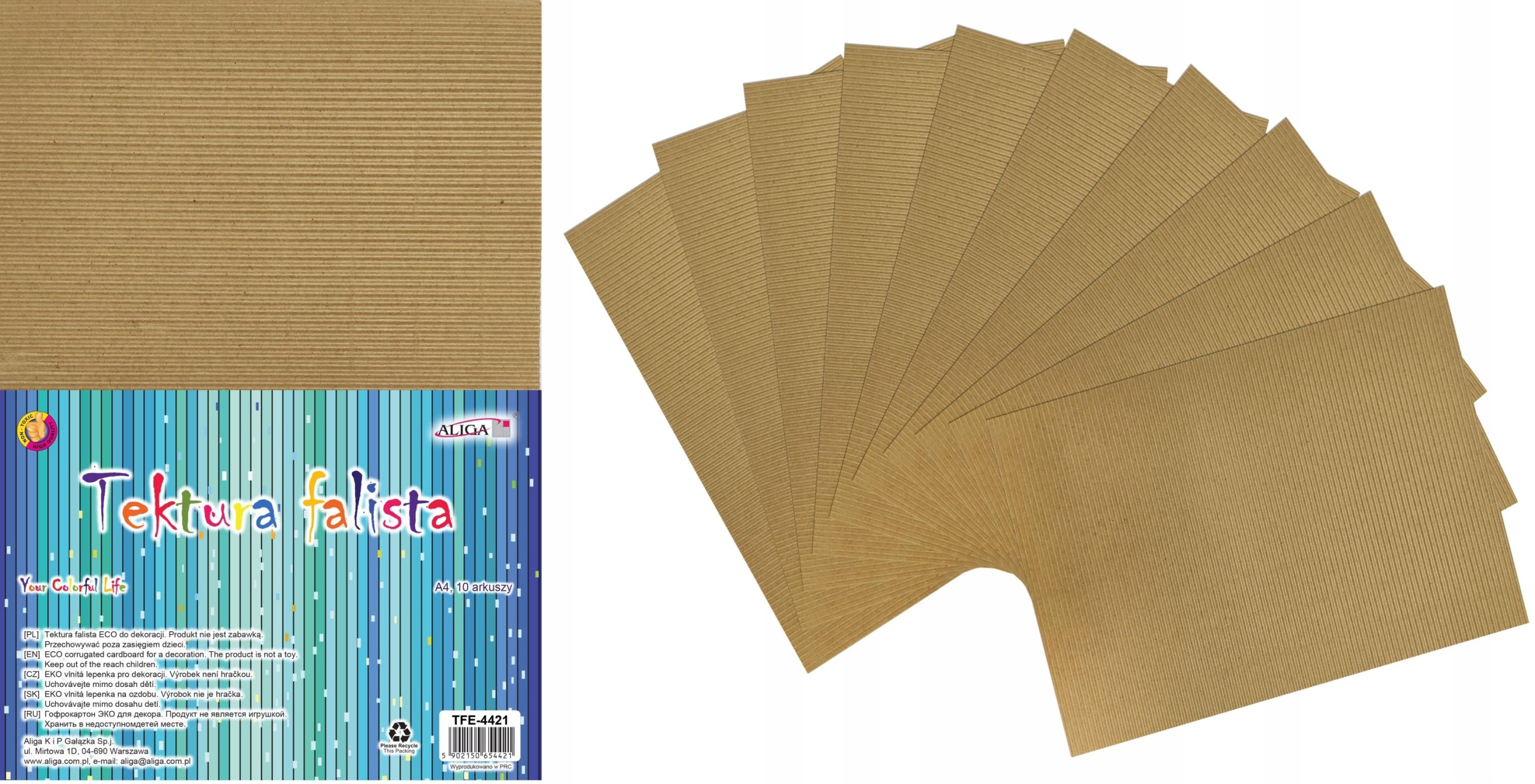 tektura falista 10szt. ark A4 ECO | TFE-4421 — 5
