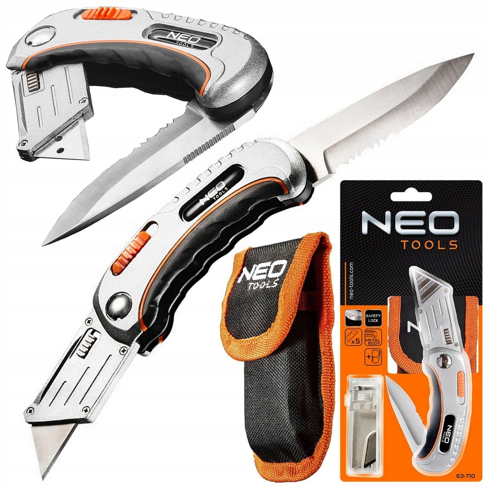 Skládací Nůž Neo Trapézový S 5 Nylonovými Čepelemi Pouzdro