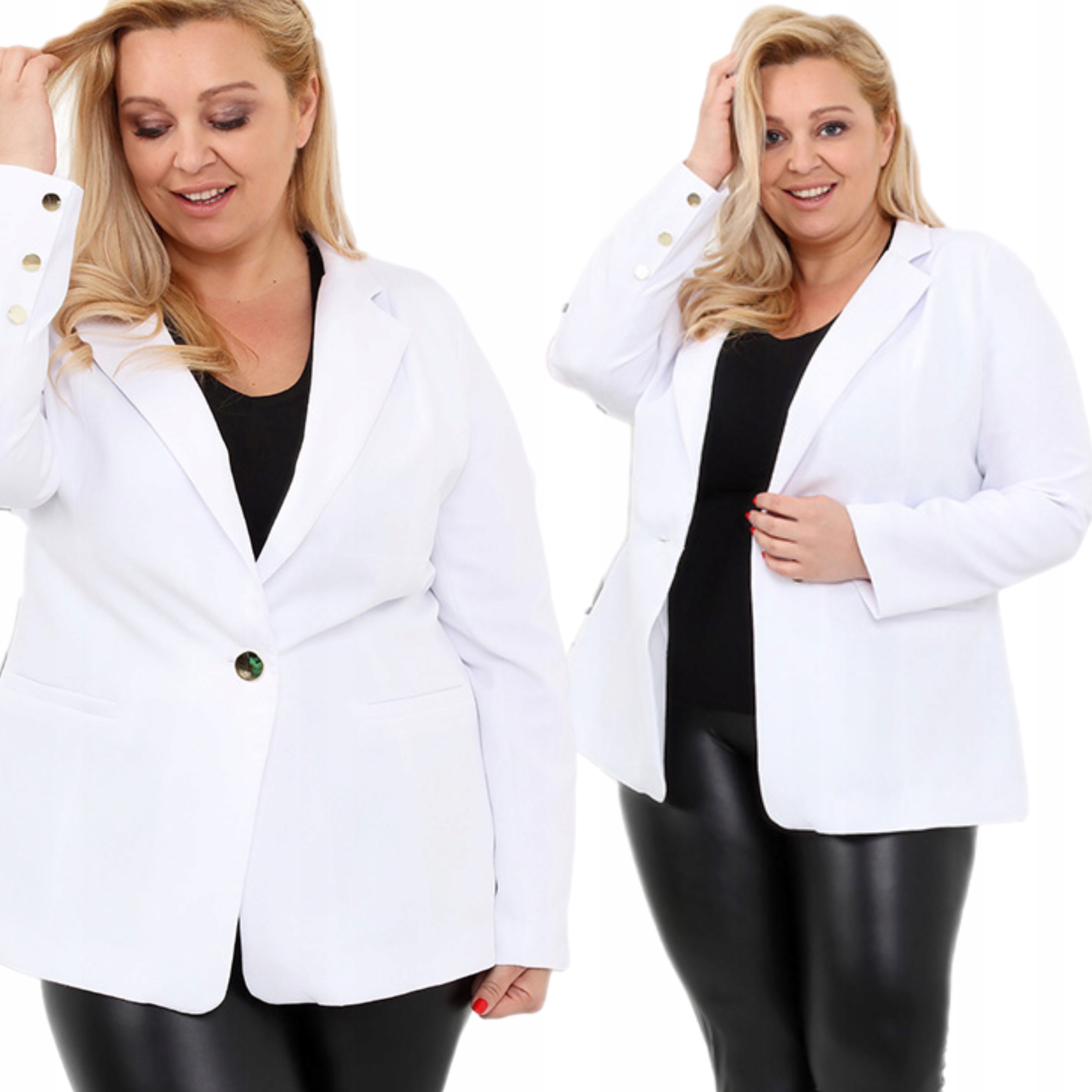 Żakiet Damski Marynarka Klasyczny Polski Prod 44 2XL Biały 1919