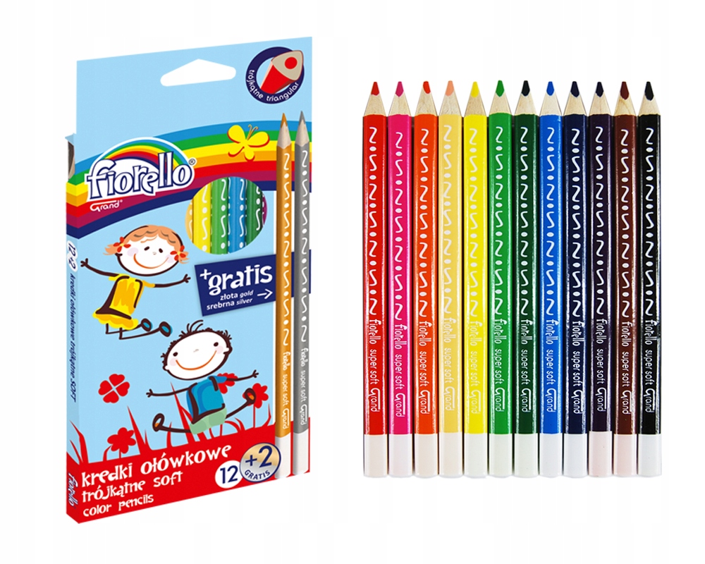 

Kredki Ołówkowe Trójkątne Fiorello 14 Złota Srebrn