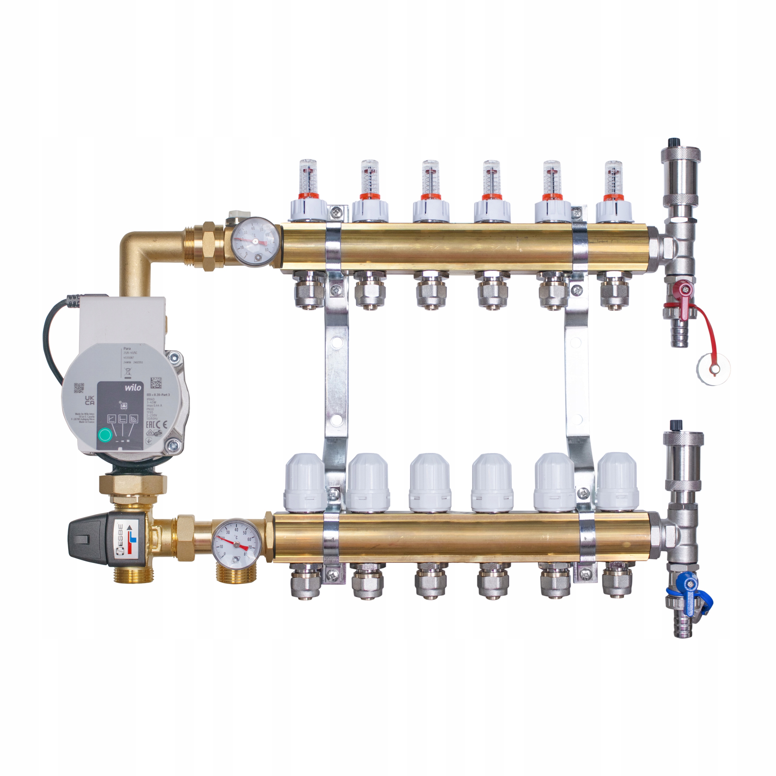Rozdzielacz do podłogówki 6 obwodów sekcji z pompą grupą pompową Wilo