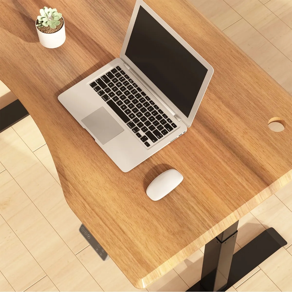 Blat Zakrzywiony 140X70 CM Brązowy Wycięcie Ergo Do Biurka 2.5CM Flexispot