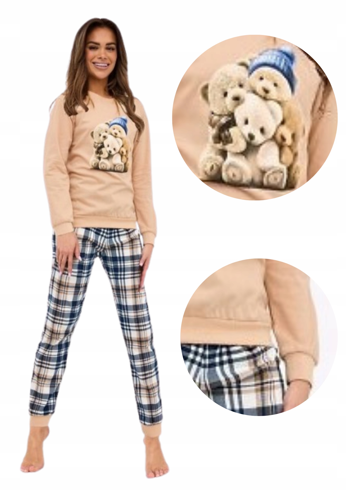 Cornette Bears dámské pyžamo 671/425 béžová XL