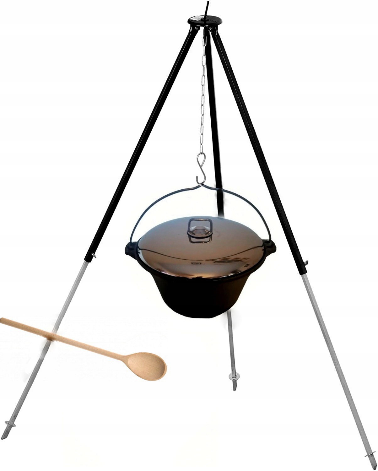 Teleskopický Stojan 70/120 litinový kotlík 8 l, nerezové víko