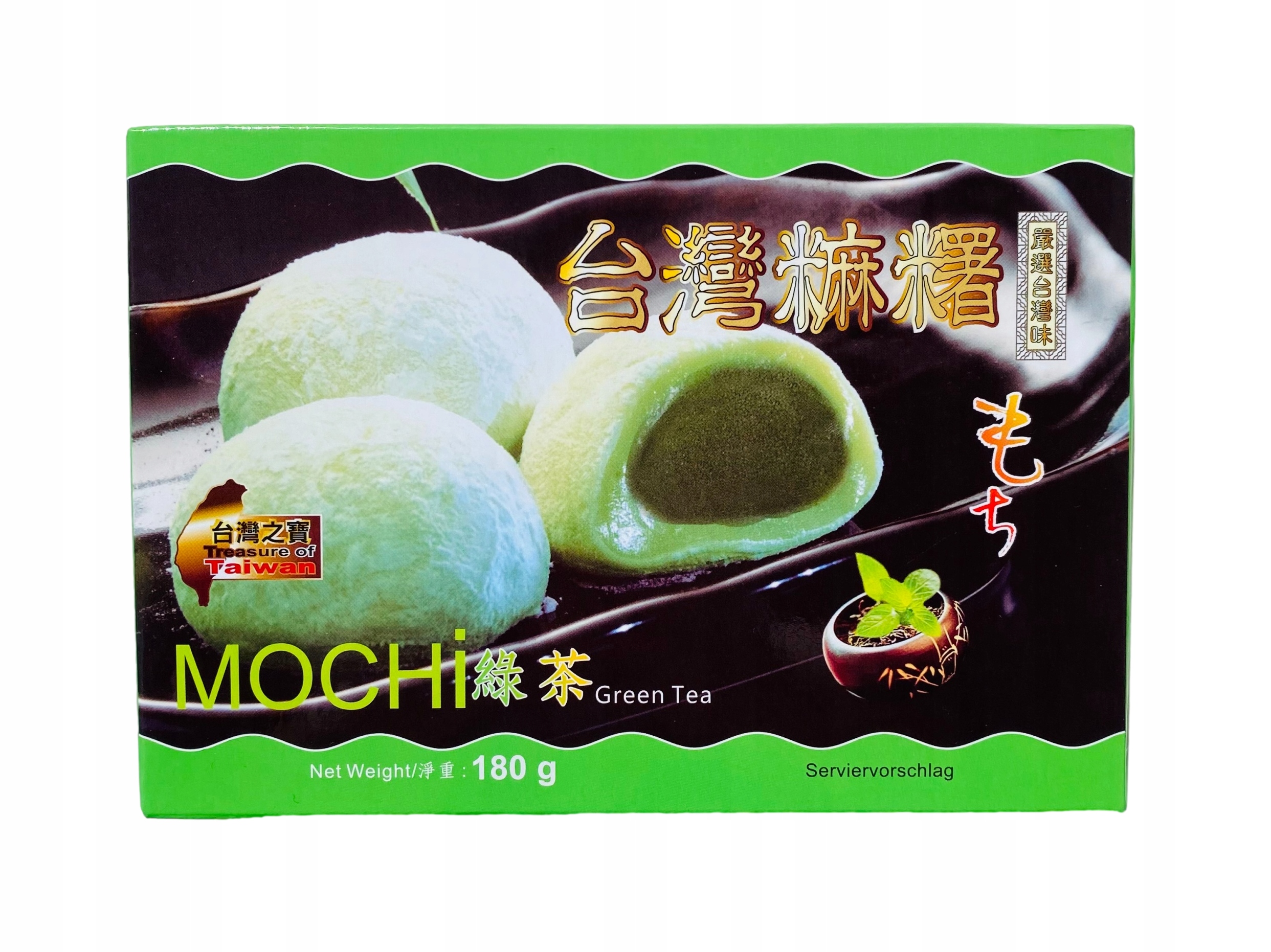 

Japońskie ciasteczka Mochi 180g zielona herbata
