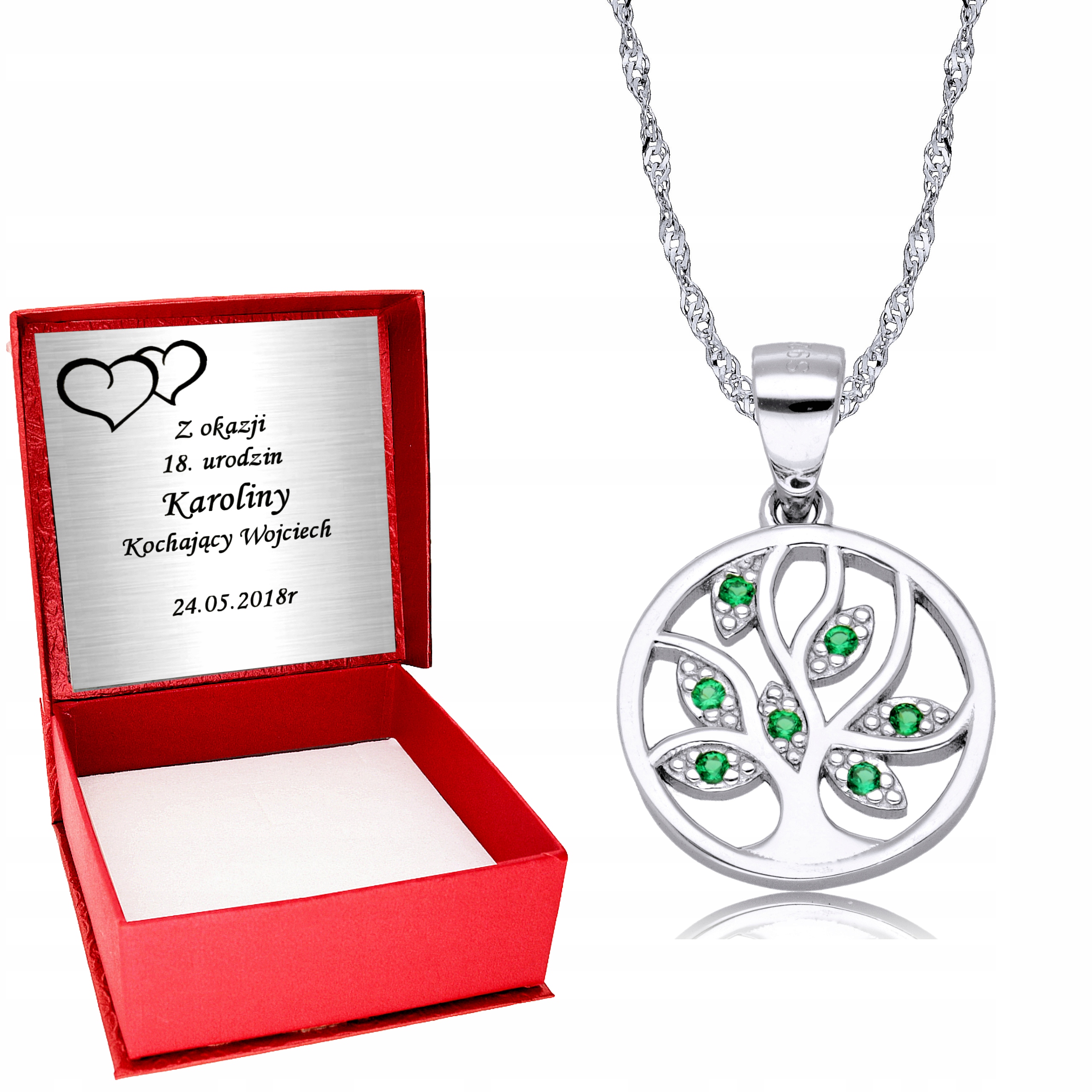 

Srebrny Łańcuszek 925 Drzewko Szczęścia Grawer