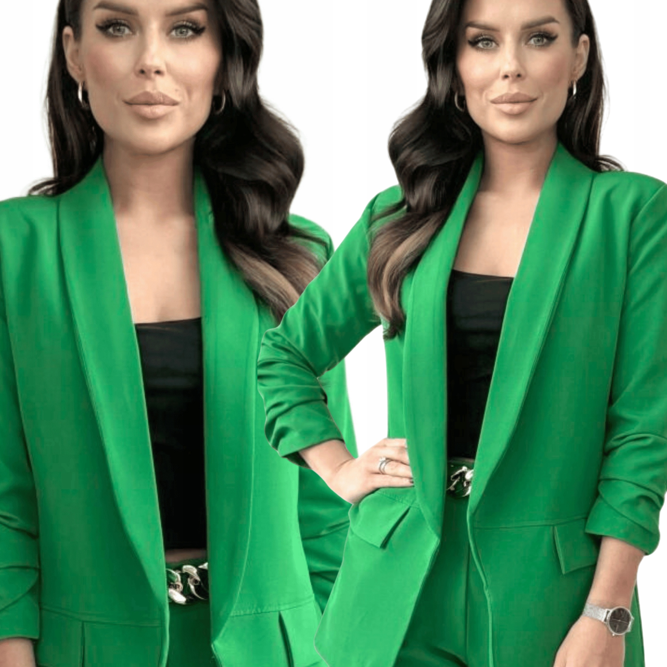 Żakiet Damski Kobiecy Narzutka Marynarka Klasyk Luźny 52 6XL Trawiasty 2593