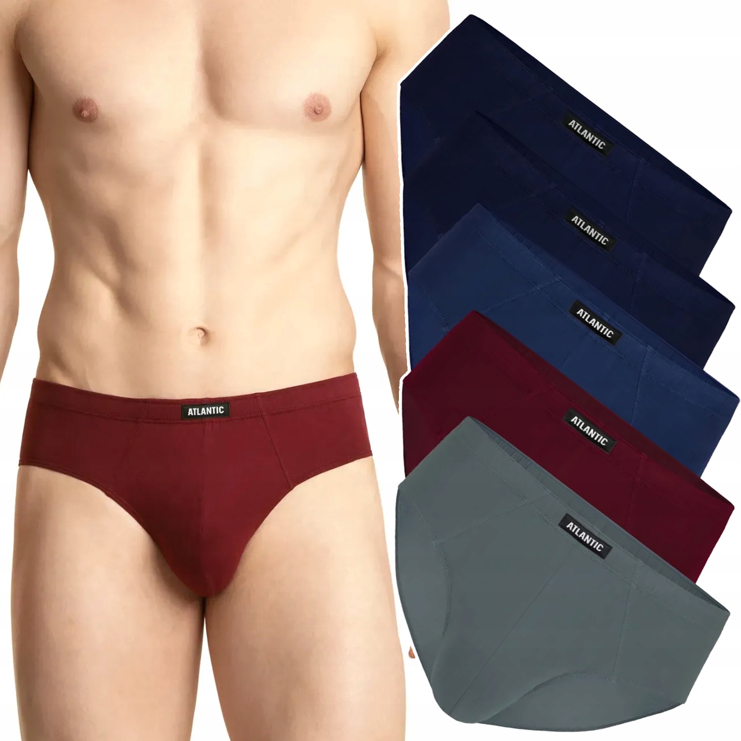 x5 Pánské klasické slipy Atlantic 5SMP-003 Slipy L