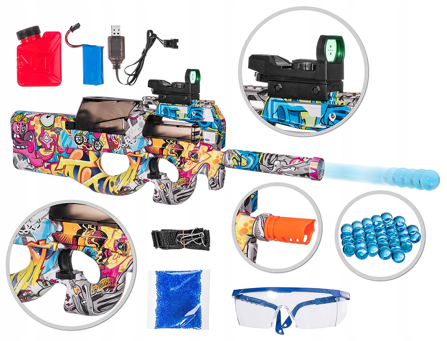 _P90 PISTOLET KARABIN AUTOMAT KULKI ŻELOWE KOLORY_