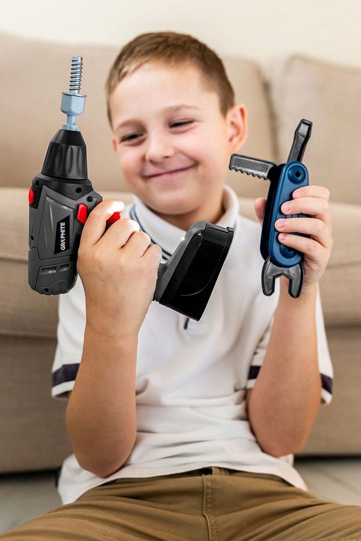 ZESTAW MAJSTERKOWICZA WALIZKA SKRZYNKA DLA DZIECI NARZĘDZIA WKRĘTARKA LUX Płeć chłopcy dziewczynki