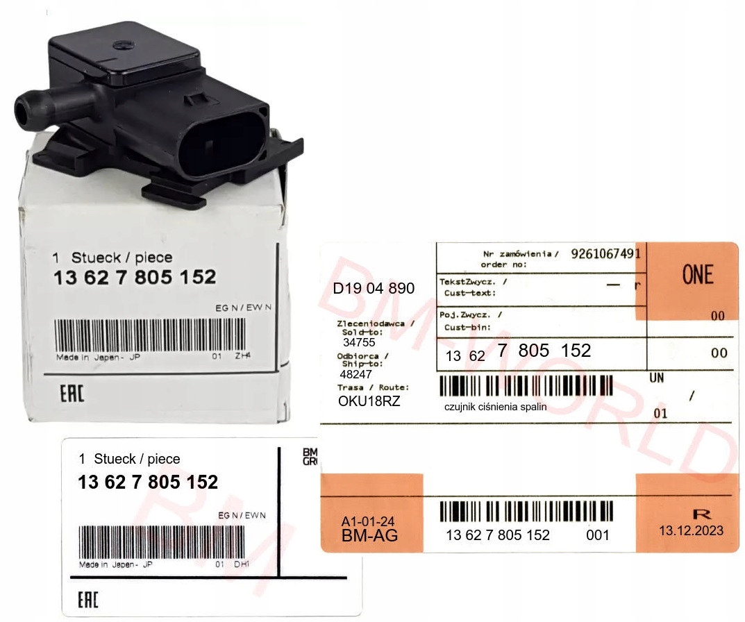 Nový originální Oe Bmw senzor tlaku výfukových plynů Bmw F10 F20 F30 13627805152
