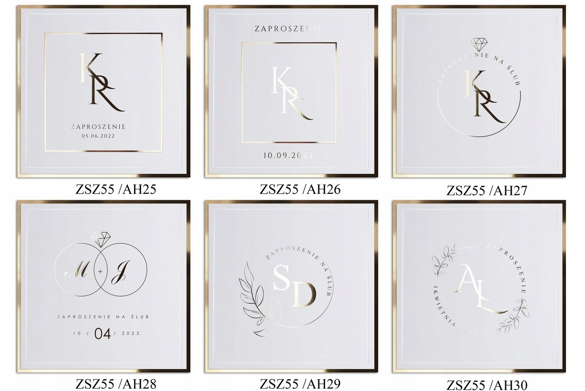 ZAPROSZENIA ŚLUBNE ZŁOTE SREBRNE ŚLUB ROSE GOLD Grubość papieru 300 g