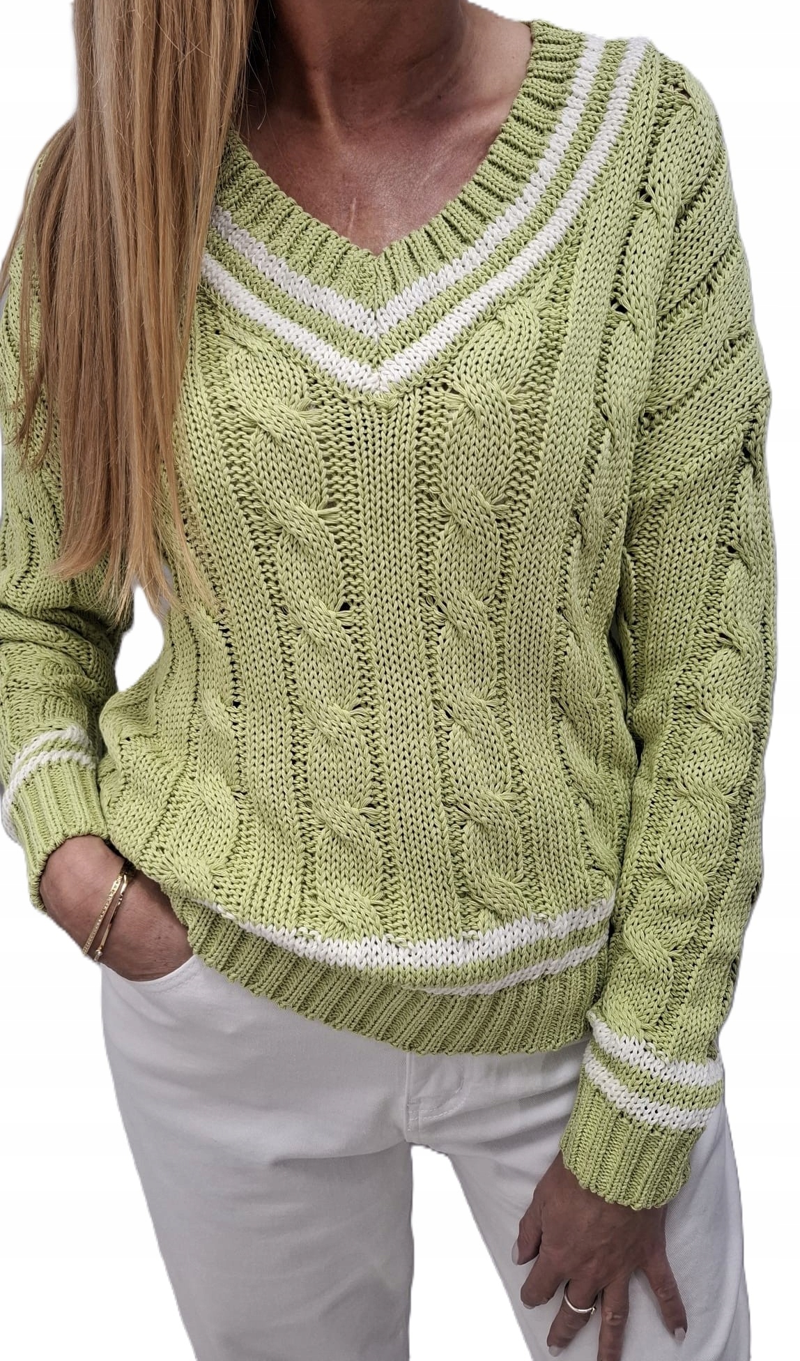 Lemonada Svetr s výstřihem do V Olivově zelený Ecru Uni