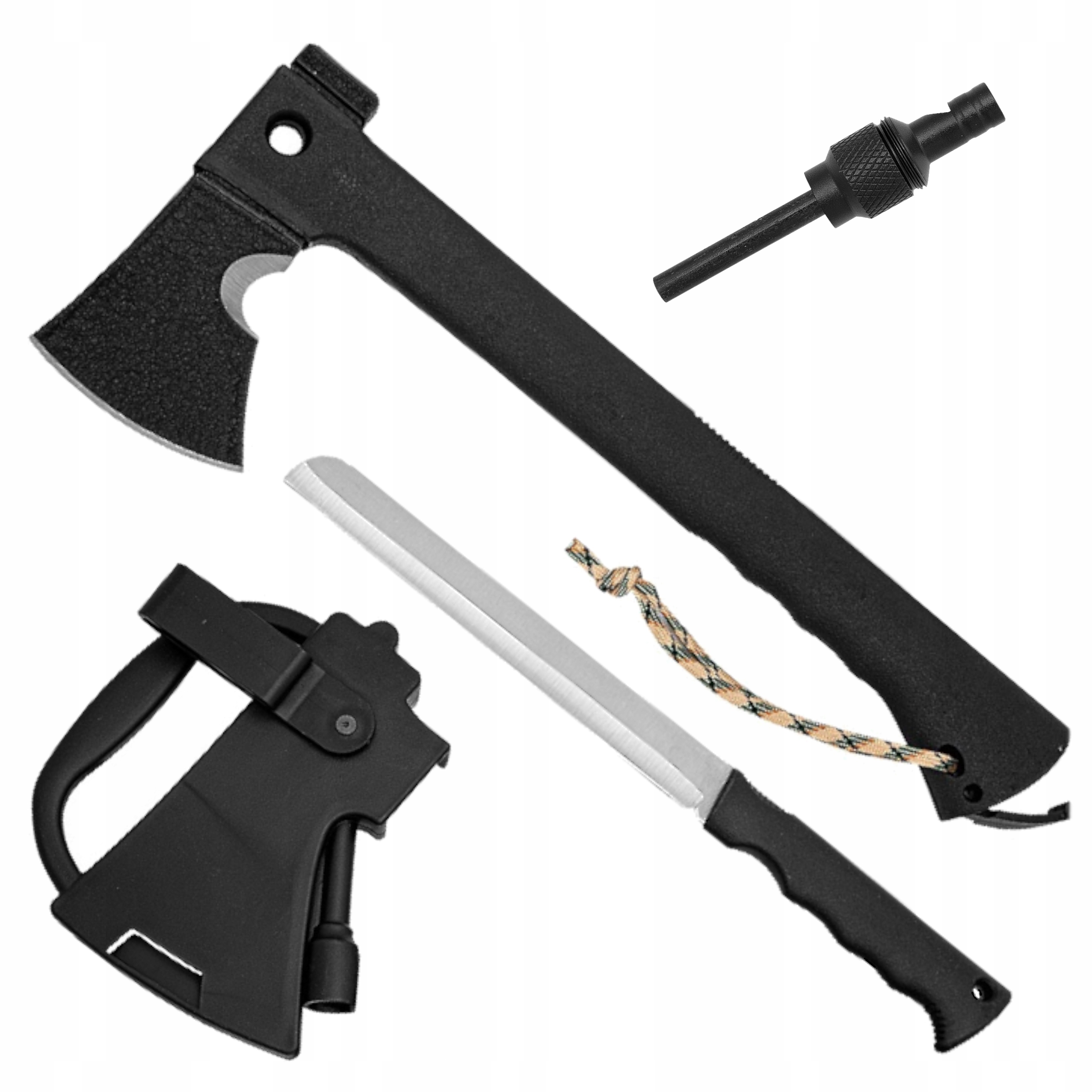 Sekera 5v1 Turistická Sada pro Přežití Nůž Pouzdro Křesadlo Outdoor Edc