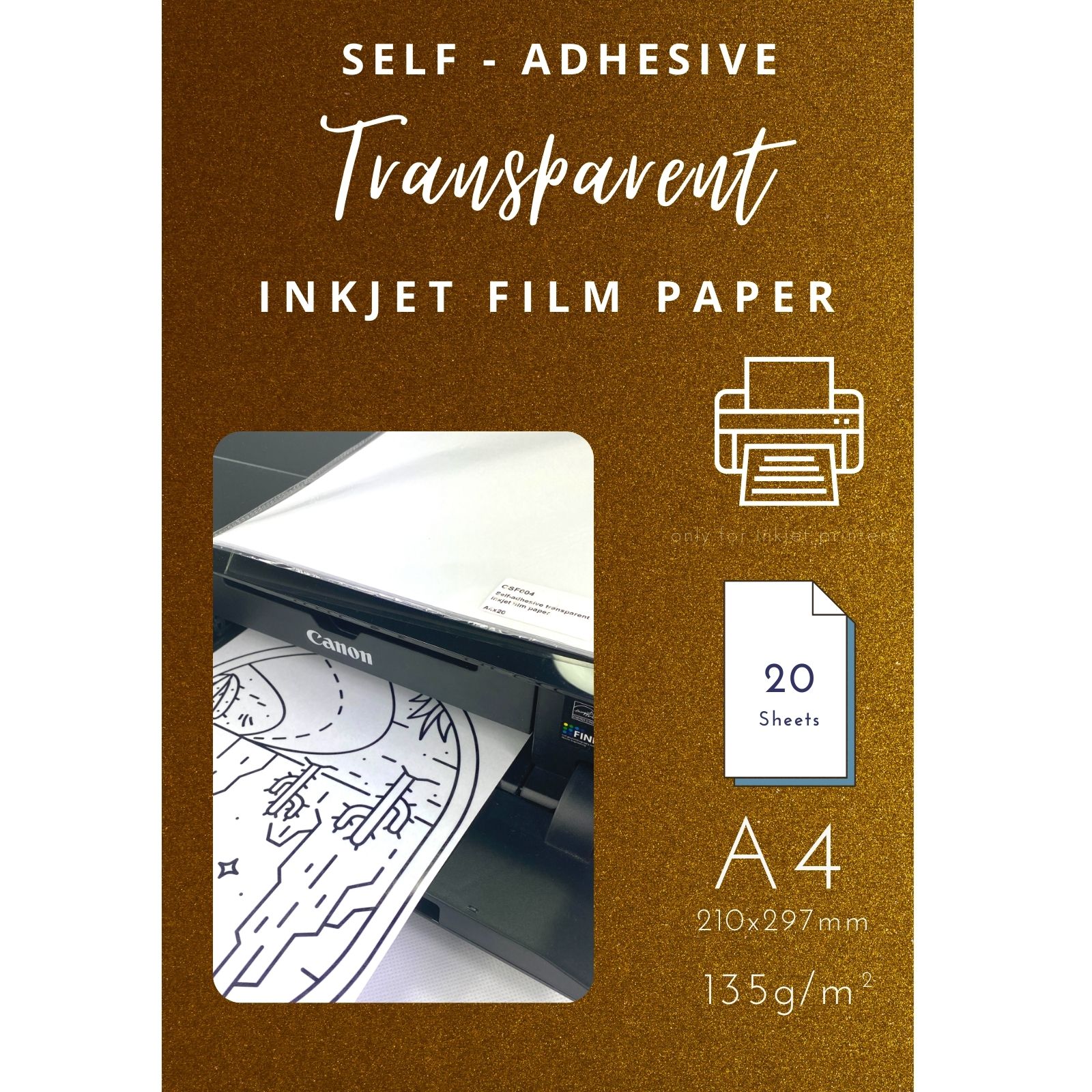 Samoprzylepny papier transparenty A4 29,7x21cm