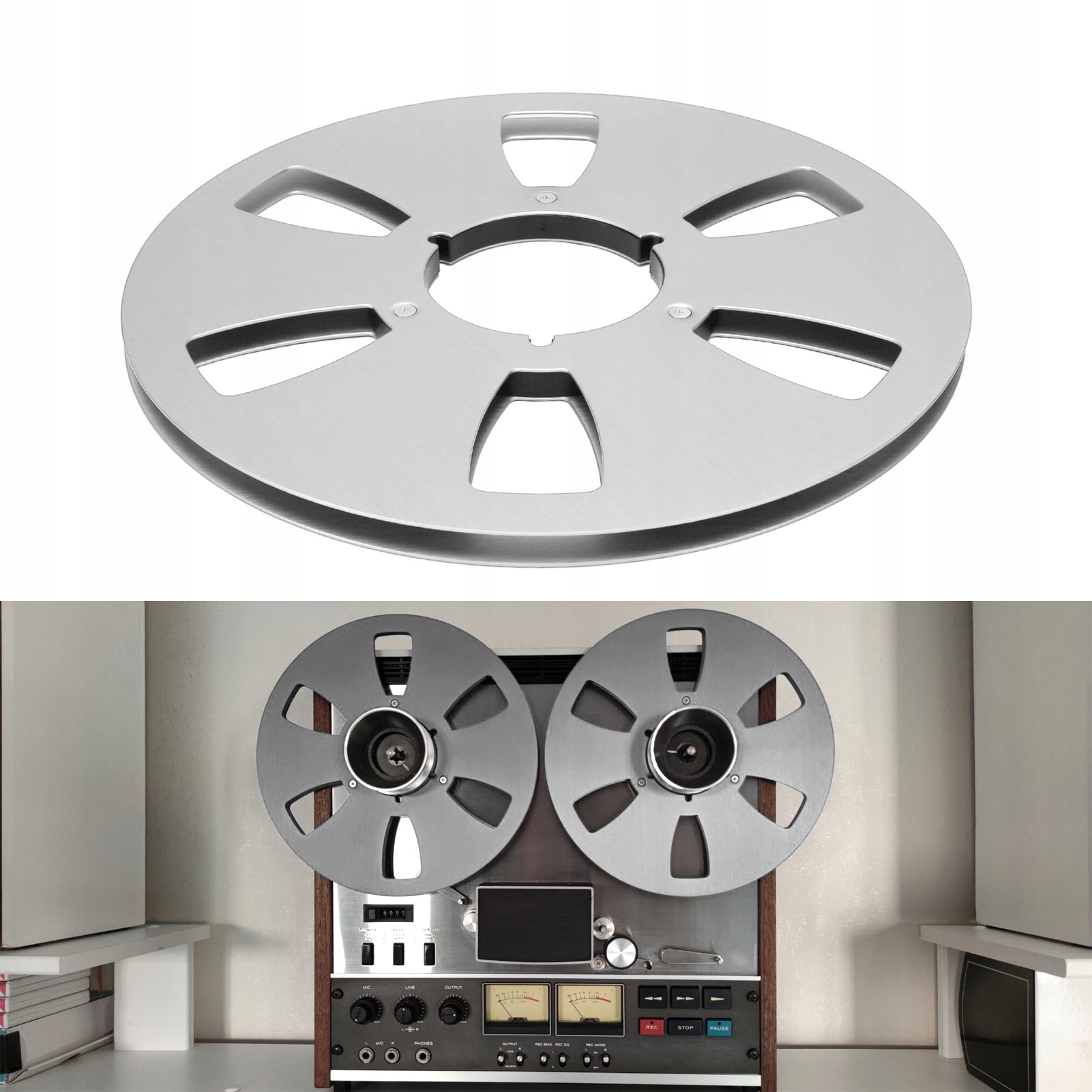 1/4 10.5CAL 6 OTWORÓW MAGNETOFON AKAI SREBRNY Szerokość taśmy 10.5