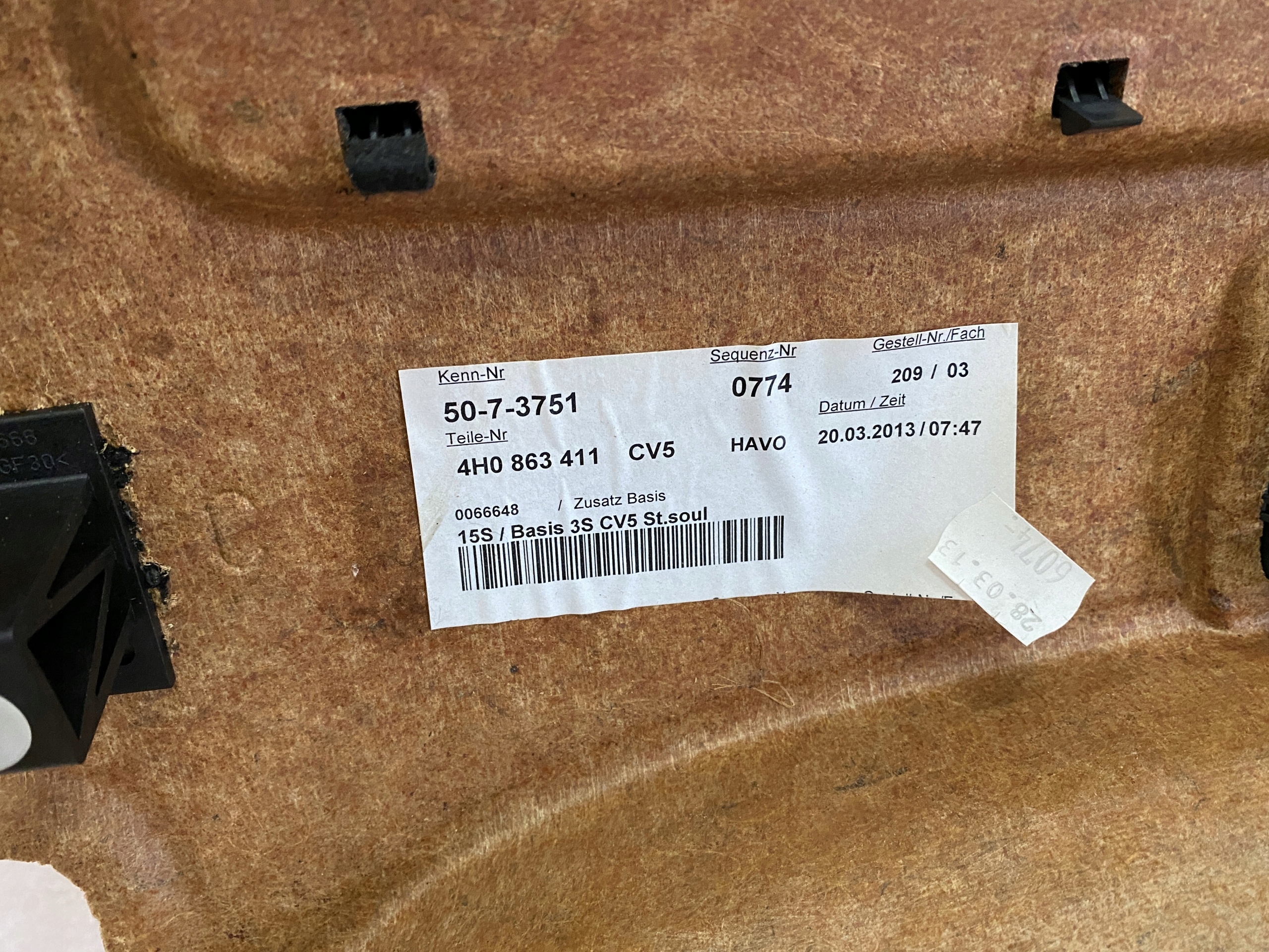AUDI A8 4H D4 Abdeckung, Hutablage heck 4H0863411