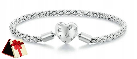stříbro náramek, stříbrné srdce, stříbro 925, vel 9 Cm krabička